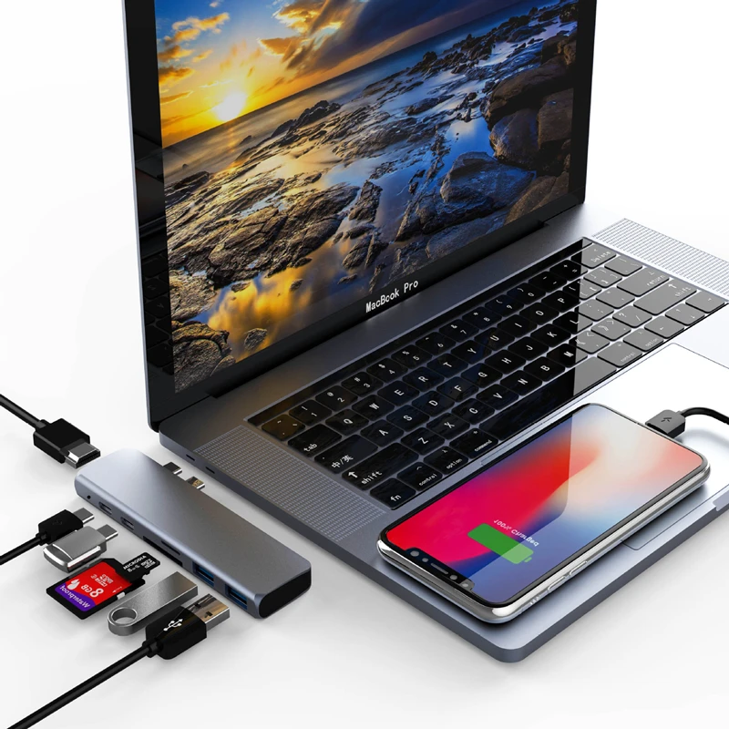 Trumsoon USB 3,1 type C к HDMI 4K USB 3,0 Thunderbolt 3 USB-C конвертер SD TF кардридер адаптер для нового Macbook Air Pro