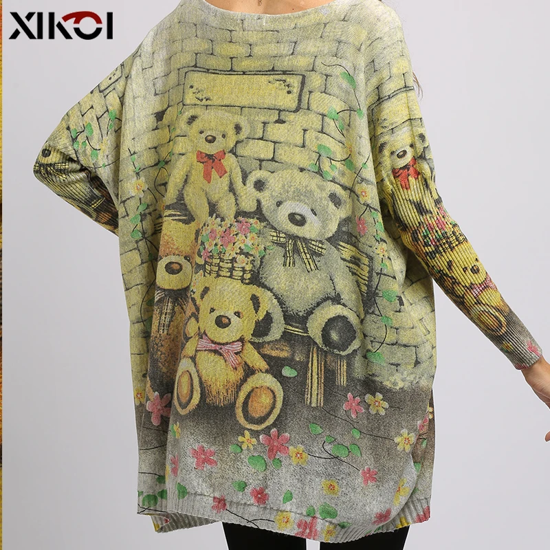 XIKOI негабаритный свитер женский пуловер длинное платье рукав &quotлетучая мышь&quot с