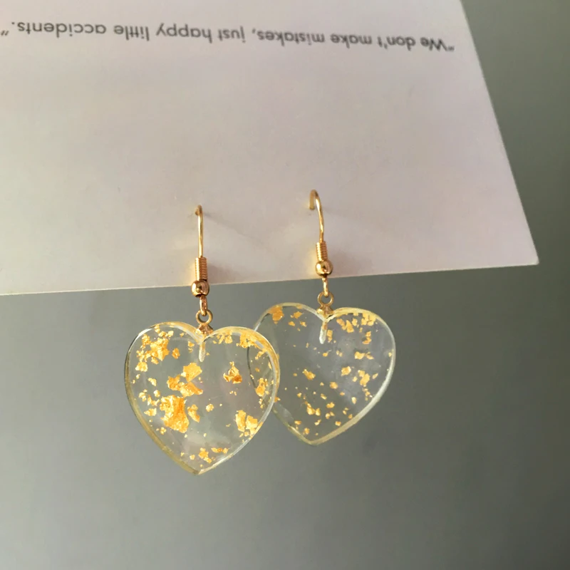 Женские Прозрачные Серьги пусеты в форме сердца металлические серьги