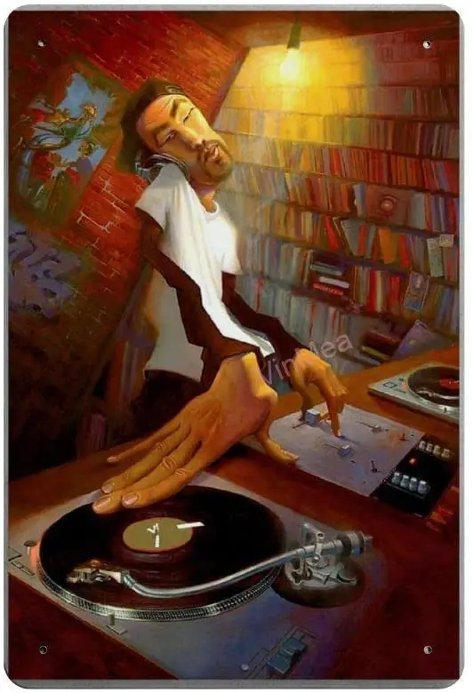 

Диск-джоки, ретро, металлический фотоплакат, Настенный декор, шебби-шик, подарок, подходит для 12x8 дюймов