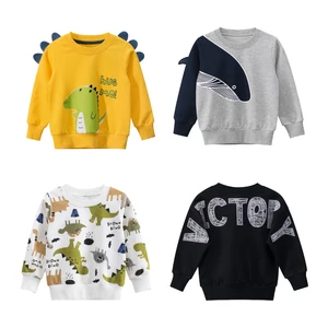 Толстовки с длинным рукавом для мальчиков и девочек, теплая весенне-осенняя одежда с мультяшным динозавром, хлопковые Модные свитшоты для 2, 4, 6, 8, 10 лет