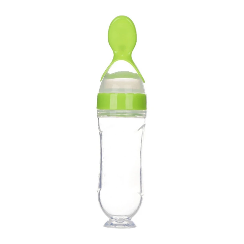

Newborn Baby Squeeze Feeding Bottle Silicone Food Dispensing Spoon Infant Cereal Feeder Safe Tools For Best Gift