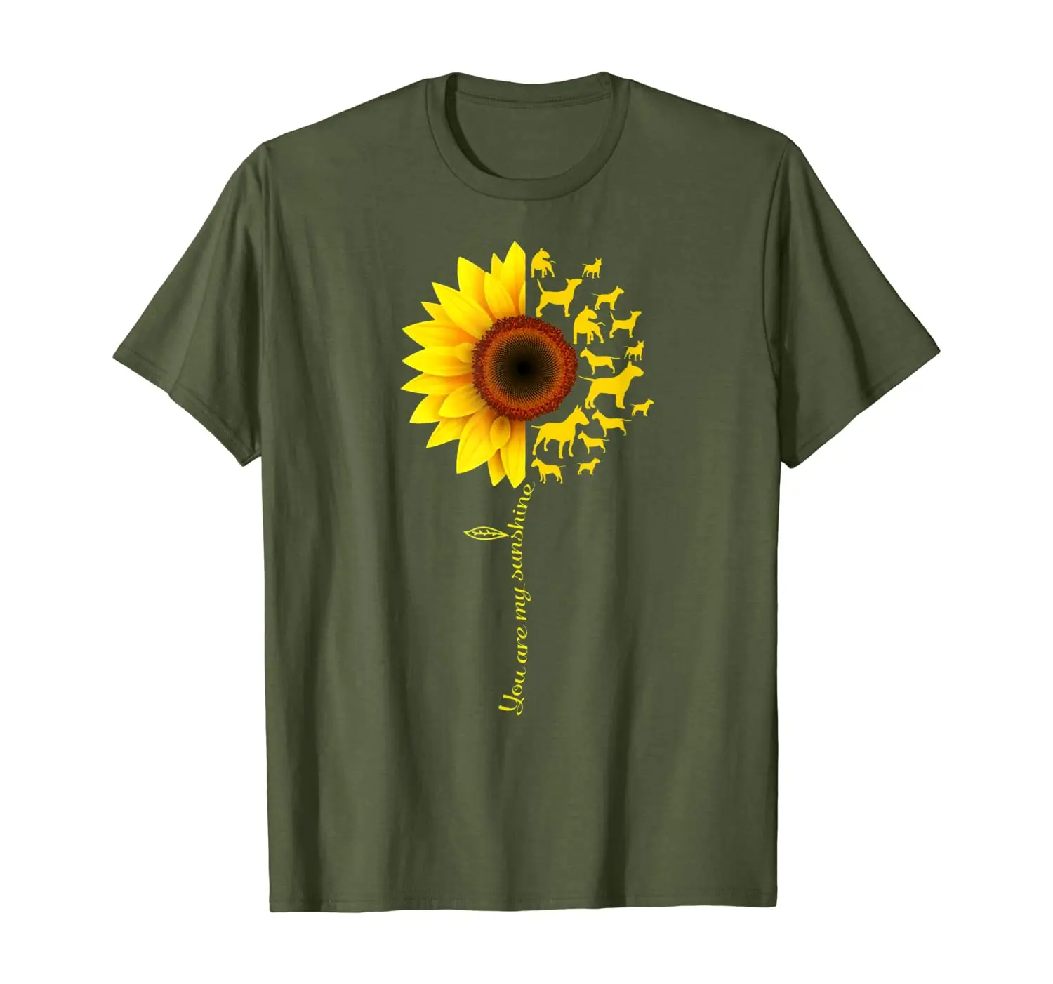 

You Are My Sunshine Half Sunflower Bull Terrier Shirt T-Shirt