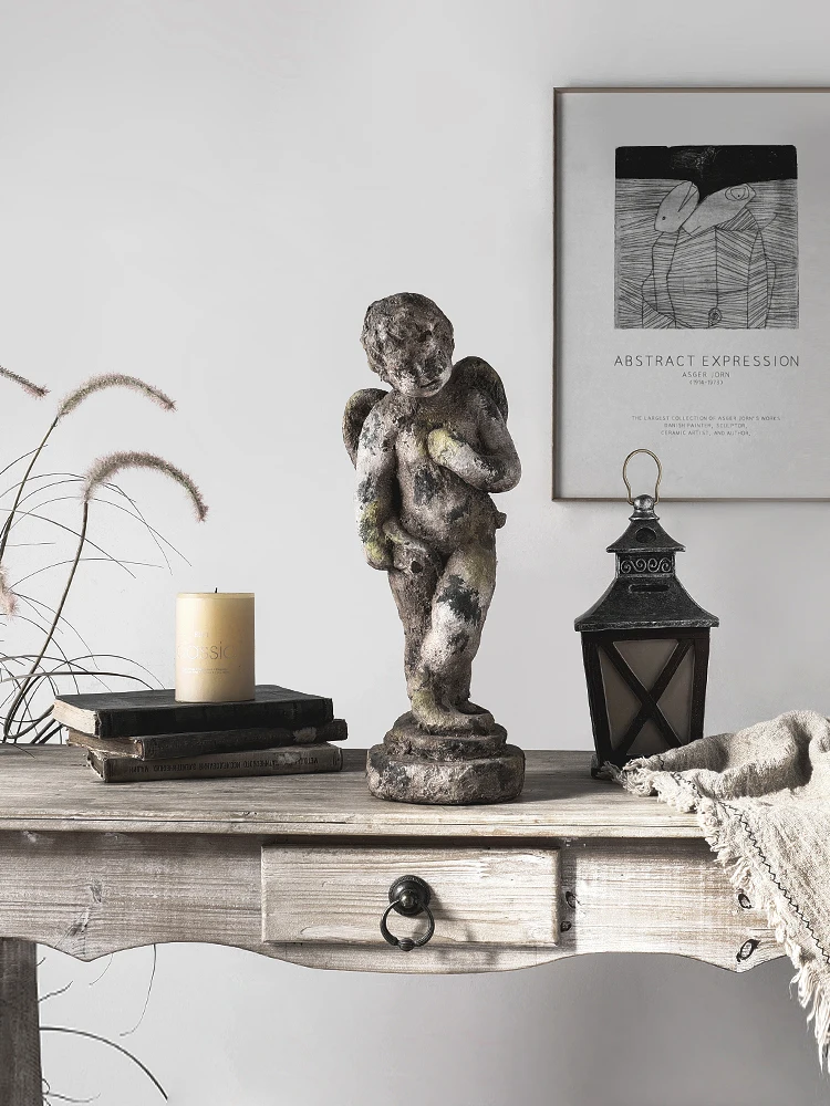 

Nordic Retro Angel Statue Creative Small Sculpture Abstract Living Room Ornaments Crafts Decorazioni Casa Egyptian Decor AC50DX