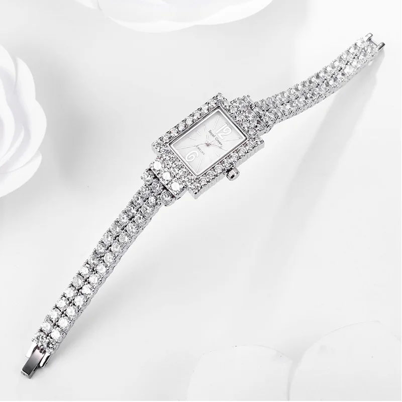 Luxury Jewelry Lady Women's Watch Fine Fashion Hours Prong Setting Bracelet Rhinestone Gold Plated Girl Gift Royal Crown Box enlarge