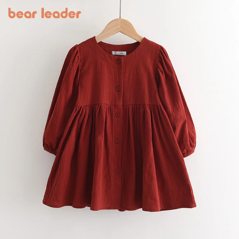 

Bear Leader/весенние повседневные платья для девочек; Новинка 2022 года; Модный детский однотонный костюм принцессы для девочек; Милые детские пла...