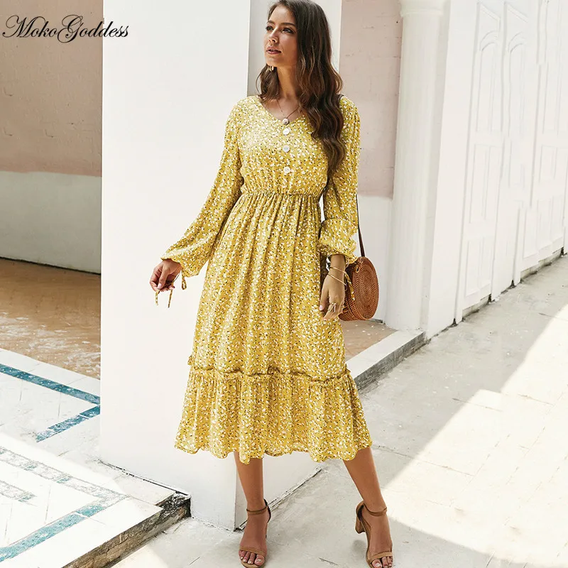 Женское платье с длинным рукавом Moko корейское Элегантное Длинное Платье