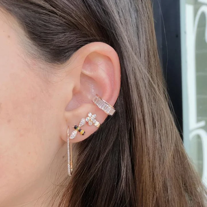 Серьги гвоздики женские из серебра 925 пробы с разноцветными
