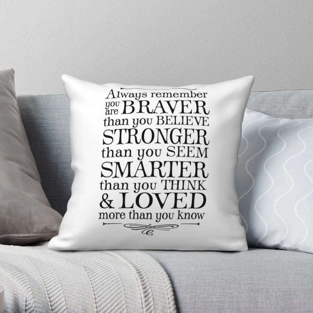 

You Are Braver Than You Believe Square Pillowcase Polyester Linen Velvet Zip Decor Home Cushion Cover