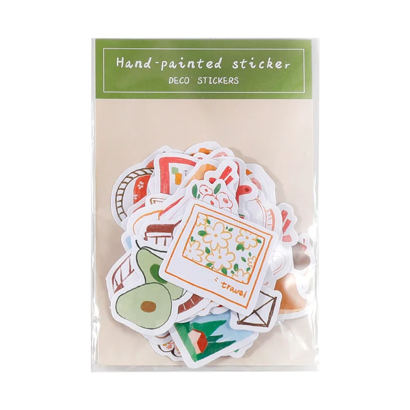 

60 pcs/lot cute Animal food flower Decorative Stationery Stickers Scrapbooking DIY Diary Album hand painted Stick Lable