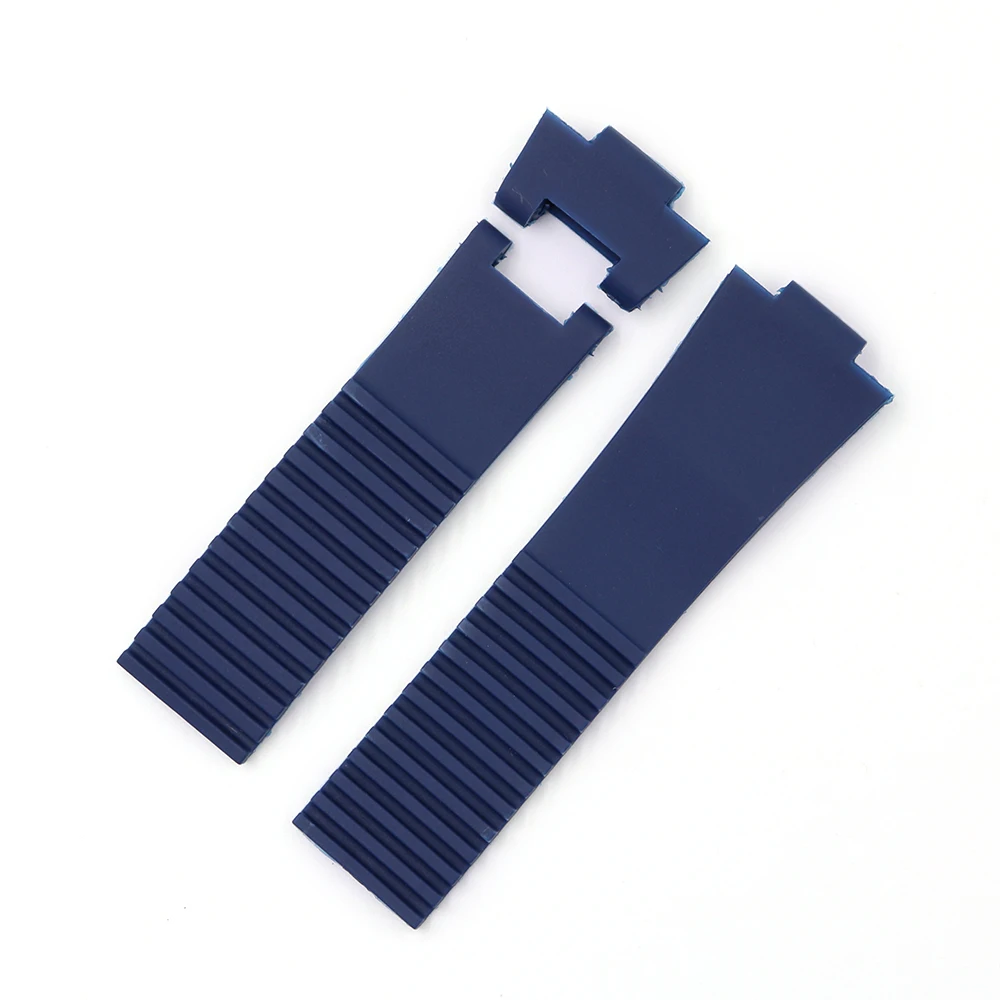 Rolamy 22*10mm / 25*12mm Black Brown Blue Waterproof Silicone Rubber Replacement Wrist Watch Band Strap Belt For Ulysse Nardin