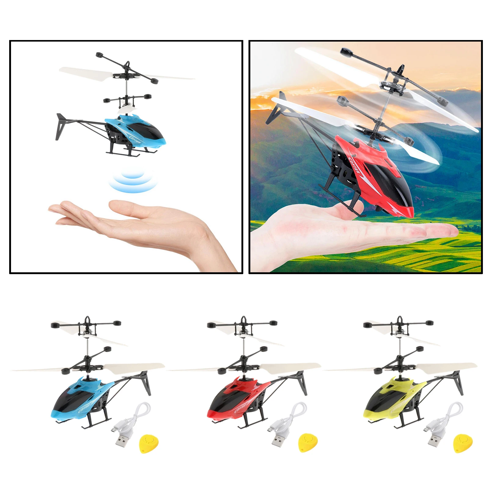 

1pc RC Induction Aircraft Cool Light USB Hand Operated Drone Gifts Games