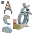 8 шт., детский силиконовый конструктор Радуга