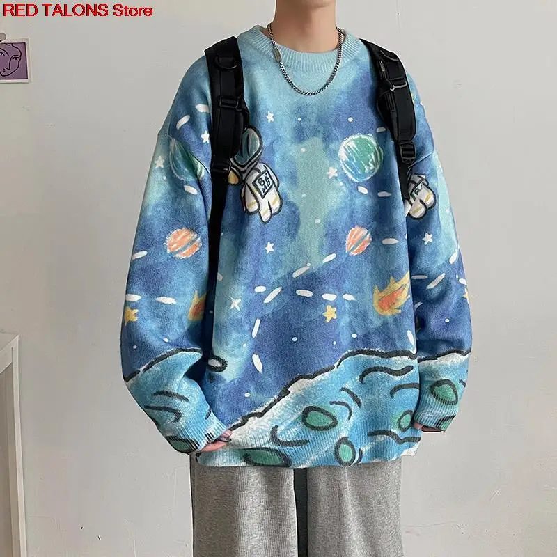 Модная уличная одежда новинка осень-зима вязаный пуловер с принтом космонавта