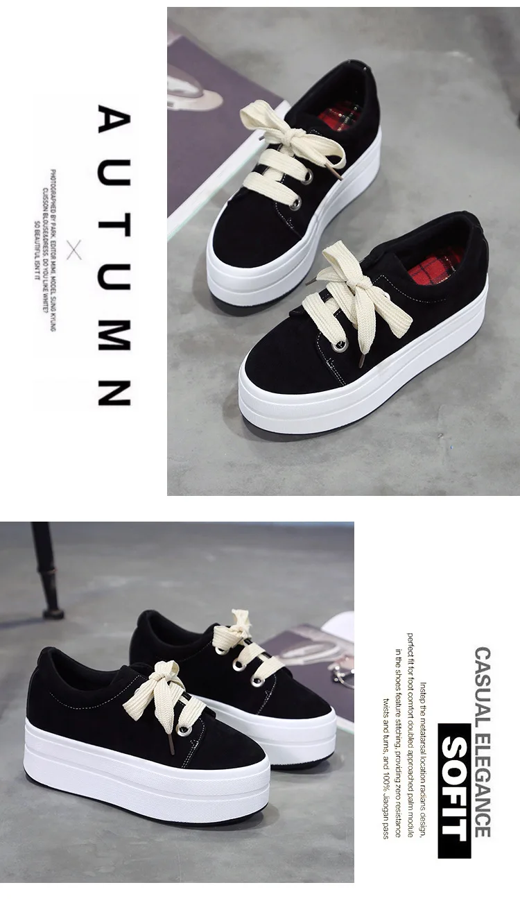 Autumn muffin with lace scrub sneakers women's increased walking shoes waterproof platform student female sports shoes ZQ-56