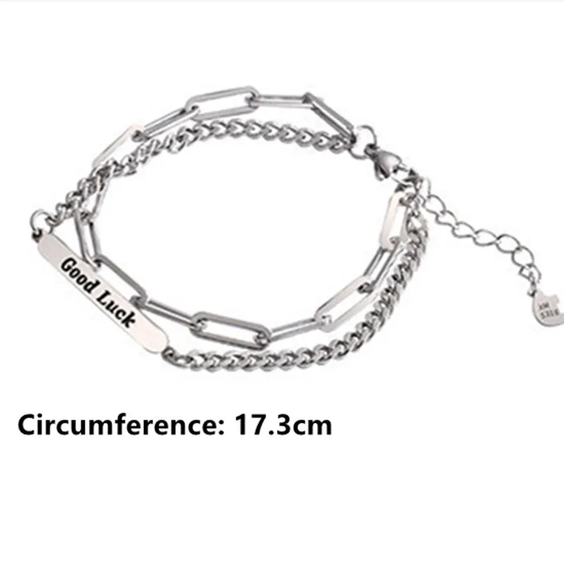 

Punk Hip Hop Double-layer Goodluck Bracelet Bohemian Retro Multilayer Chain Geometric Letter Pendant Fashion Female Jewelry