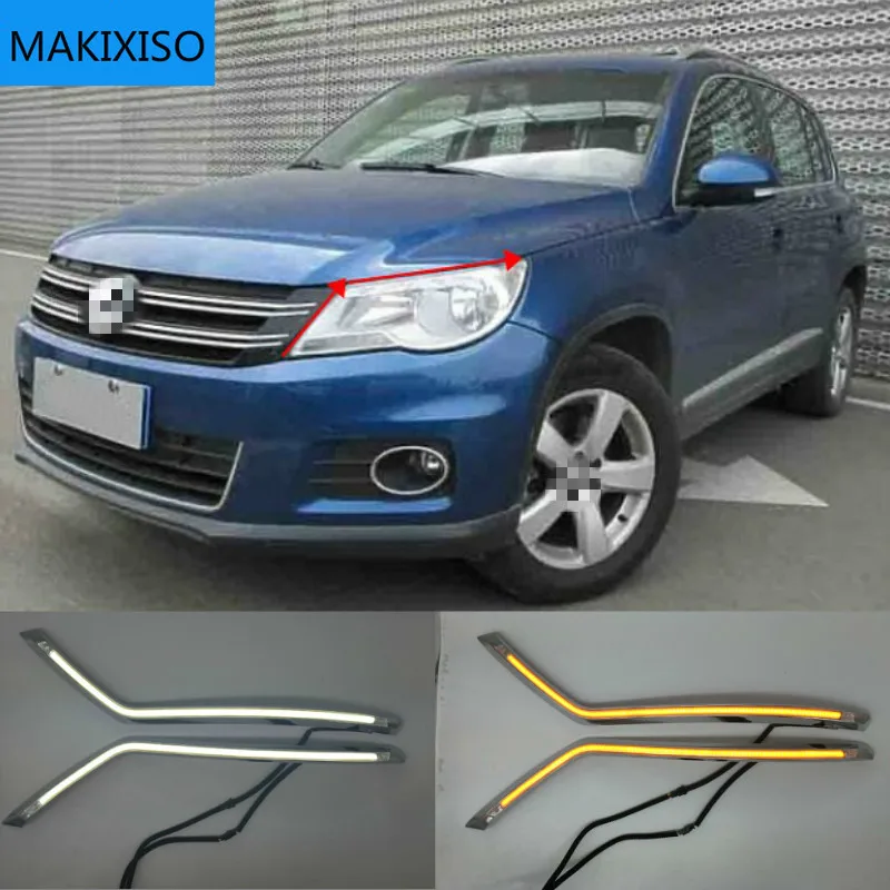 

2 шт. для Volkswagen Tiguan 2010-2012 поворотное желтое реле сигнала Водонепроницаемая 12 В автомобильная лампа DRL светодиодсветодиодный дневные хосветильник