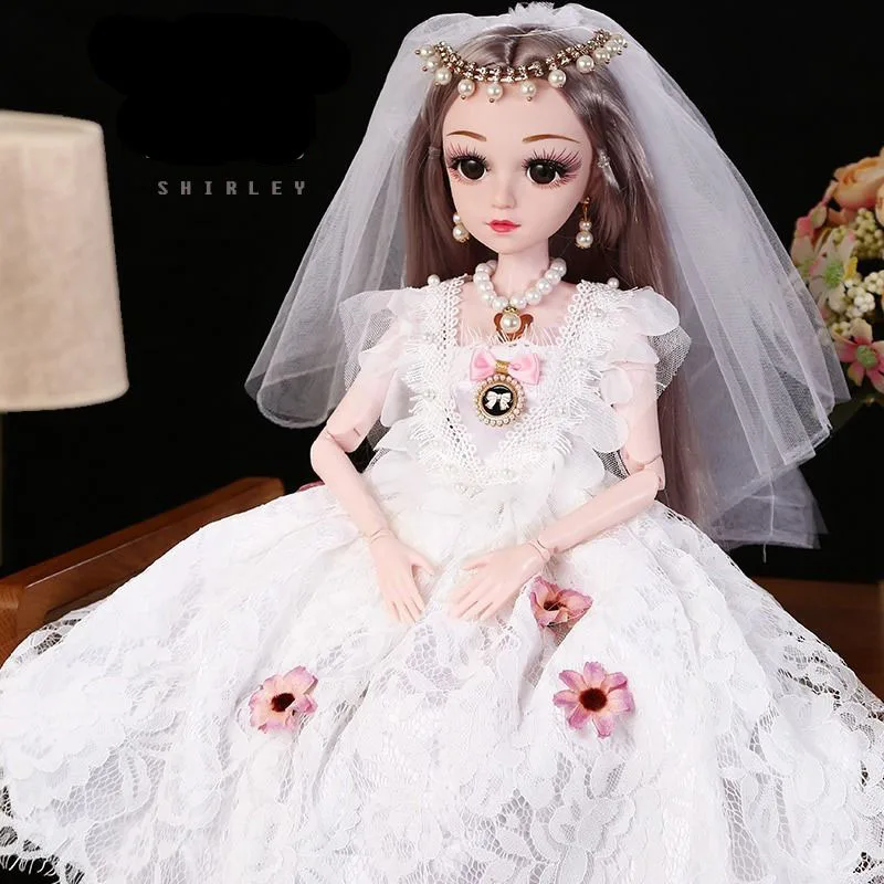 

60cm 20 Movable Joints White Skin Bjd Dolls Princess Dress Girl Toys 3D Eyes Clothes Shoes Accessories BJD Doll Toy for Girls