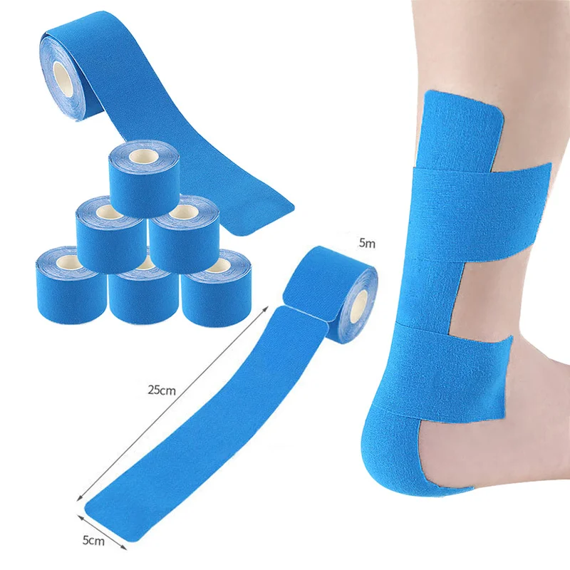 Кинезиологическая лента 5 м повязка для мышц рулон хлопковой эластичной ленты