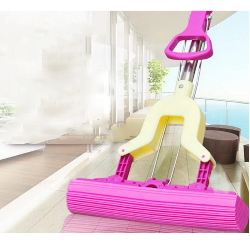 

140203//Squeeze household glue cotton mops/Fold Squeeze Water Sponge Mop, Stainless Steel Rod Can Stretch Cotton Absorbent Mop