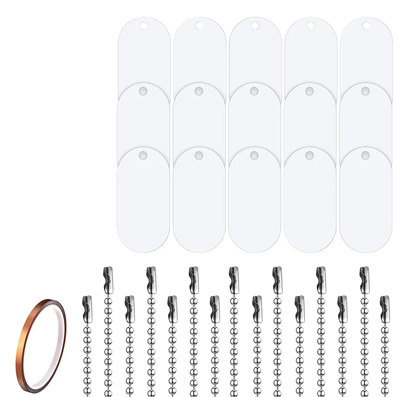 

31Pcs Sublimation Blank Aluminum White Sublimation Stamping Tag Pendants Double Sided Blank Stamping Metal Tags Dog Tags