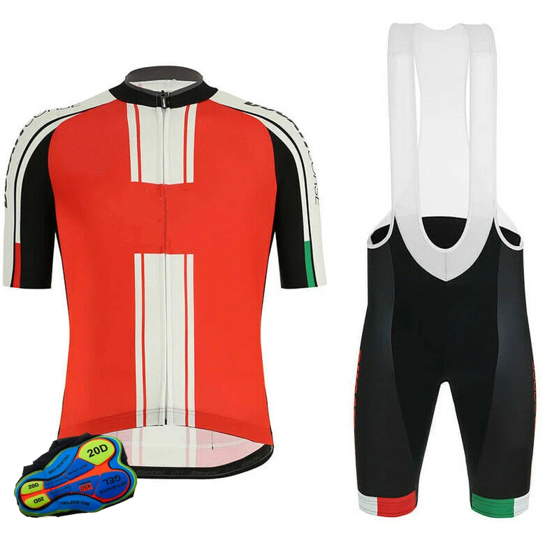 

Professionally Tight Fitting Cycling Jersey and Bib Shorts Set With Pocket Soft And Non Slip Cycling Clothing Short Sleeve