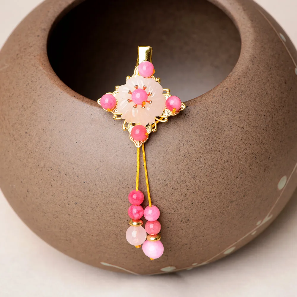 Заколка для волос в Корейском стиле розовая ретро заколка с кристаллами |