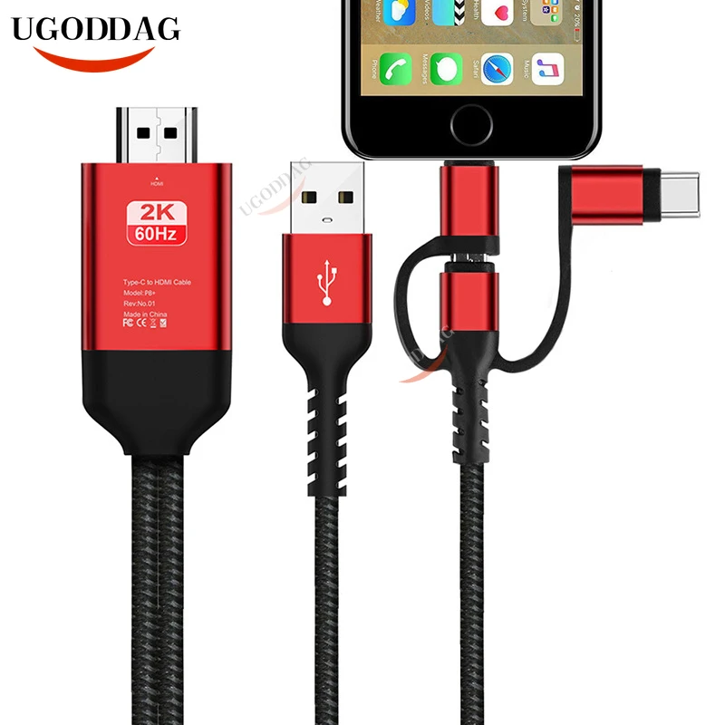 HD видео адаптер HDTV кабель Дисплей для IPhone 13 Pro Max 12 Mini 11 X XR Huawei P30 Samsung S20 S10 Type C Android
