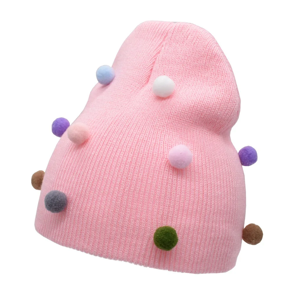 

Новый продукт, шапка для маленьких девочек, для детей, для новорожденных, кепки для мальчиков, Вязаная Мягкая Весенняя помпоновая шапочка, теплая шапка для младенца