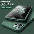 Классический квадратный мягкий чехол из жидкого силикона для iPhone 11 Pro X XR XS Max SE 2020 7 8 6 6s Plus 12, роскошный однотонный чехол для телефона