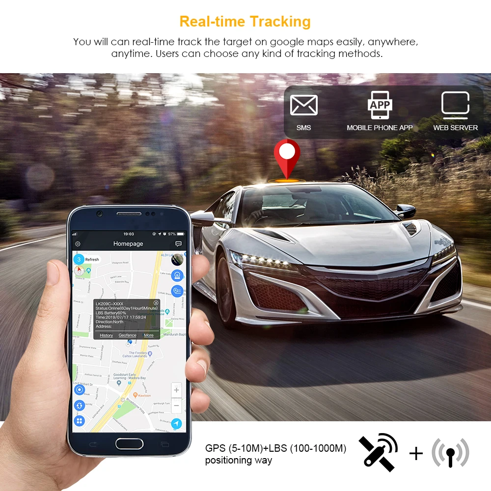 $62.11 GPS Tracker Car LK209C 20000mAh 240 Days Standby Vehicle Car Tracker Waterproof 2G GPS Locator Tracker Magnets Drop Shock Alarm