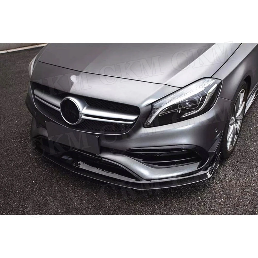 Для W176 передний спойлер из углеродного волокна для Benz A Class A200 A250 A45 AMG 2016 2019 бампер