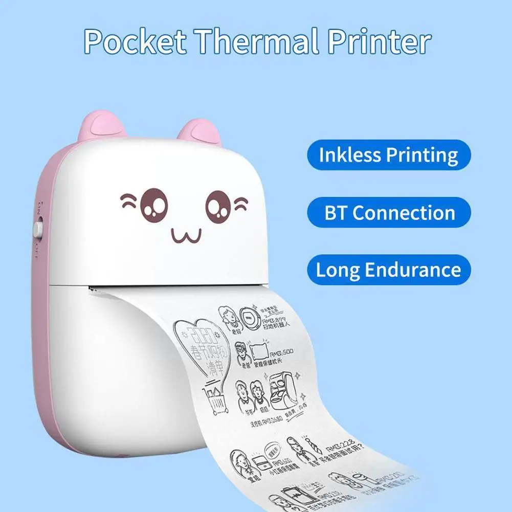 

Mini Portable Printer Photo Pocket Photo Bluetooth Thermal Label Stable Sticker Mobile Printer Printer Receipt Dpi V4.0 200 G9n6
