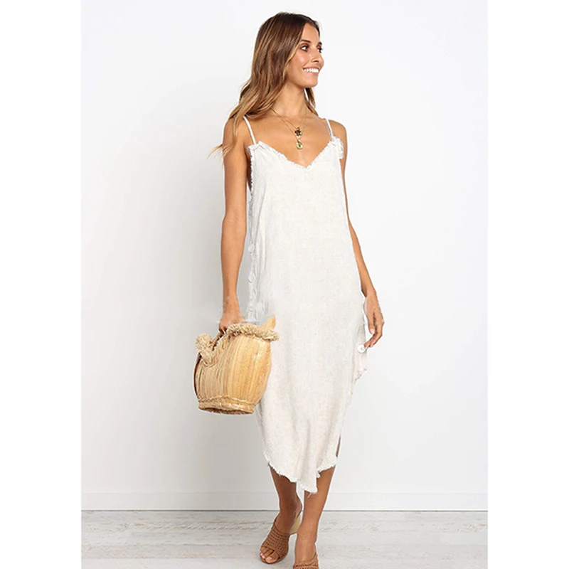Повседневное платье с v-образным вырезом женское макси сексуальное летнее