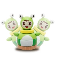 cartoon wooden educational block toys tumbler doll roly poly mobile rattles toy for baby newborns kids gift stacking game