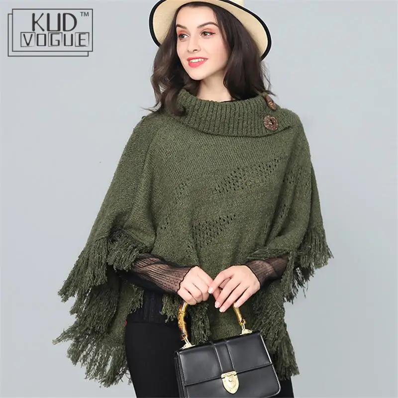 Женский свитер зимнее вязаное кашемировое пончо накидки шаль пальто женская