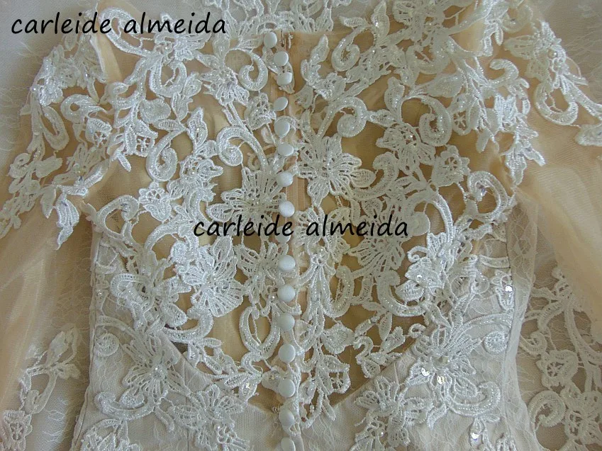 Vestido de noiva, v-образный вырез, Русалка, кружевное свадебное платье, длинный рукав, платье невесты со шлейфом,, Trouwjurk