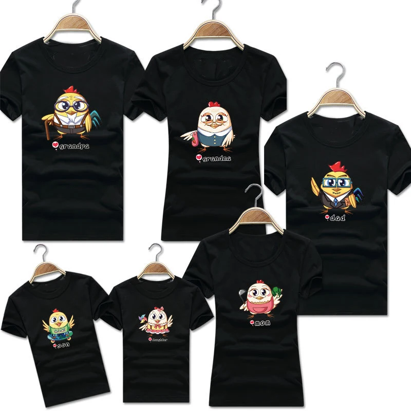 

Funny Chicken Shirt with Family Costume Cartoon Chicken T-shirt for Grandparents, Parents, Babies BIRTHDAY GIFT T-SHIRT