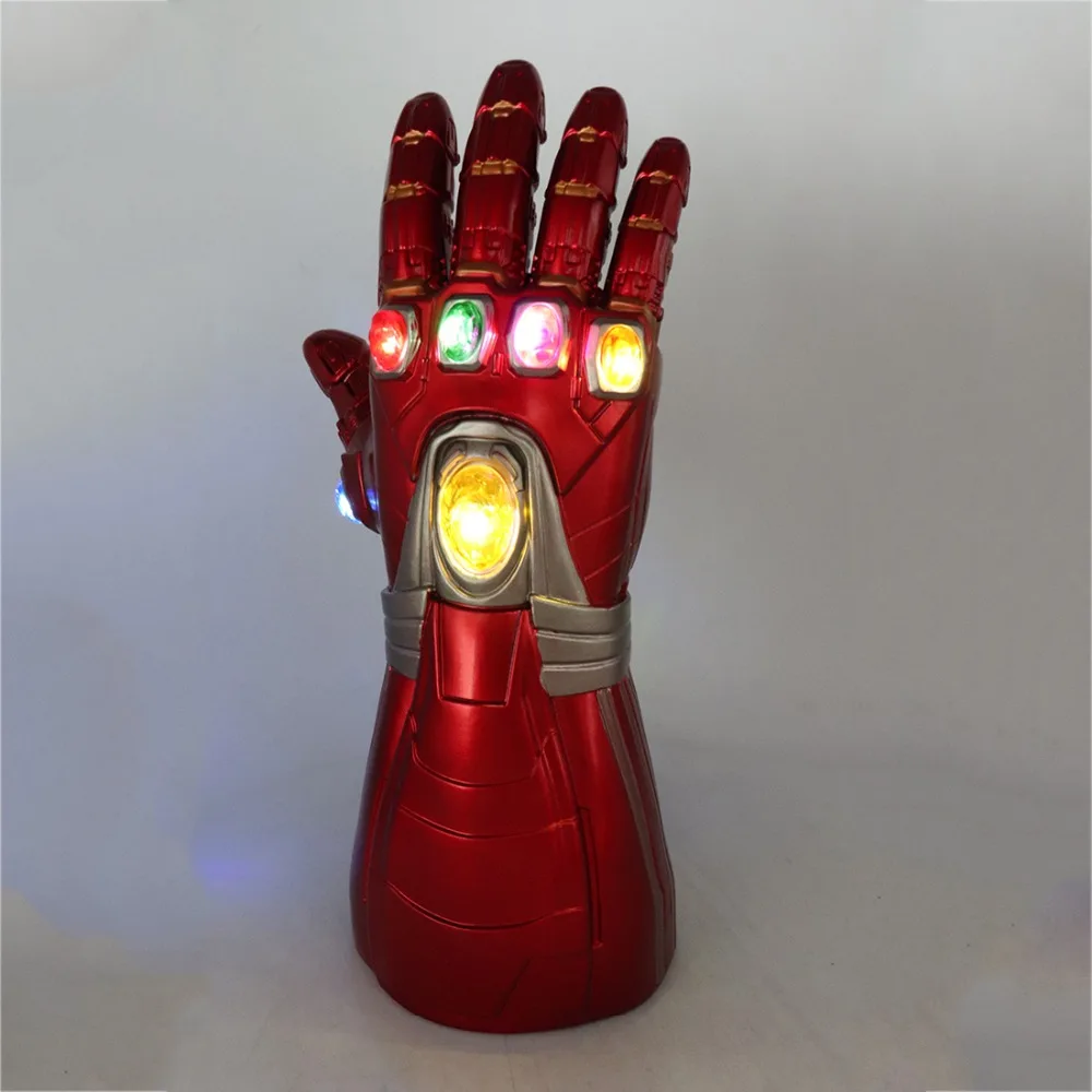 Мстители эндгейм Железный человек Tony Stark перчатки со светодиодами Infinity Light Up Gauntlet Thanos Infinity косплей перчатки драгоценный камень съемный