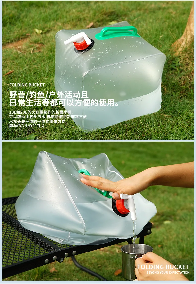 

Outdoor 10L Folding Bucket, Self-drive Tour Transparent Outdoor Water Bottle Large Capacity PVC Folding Bucket Drinking Bag