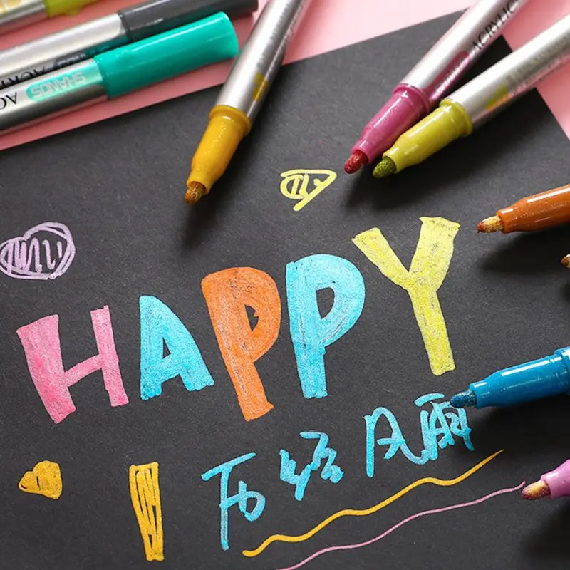 

12 Colors Acrylic Paint Marker Pen for Ceramic Rock Glass Porcelain Mug Wood Canvas Painting