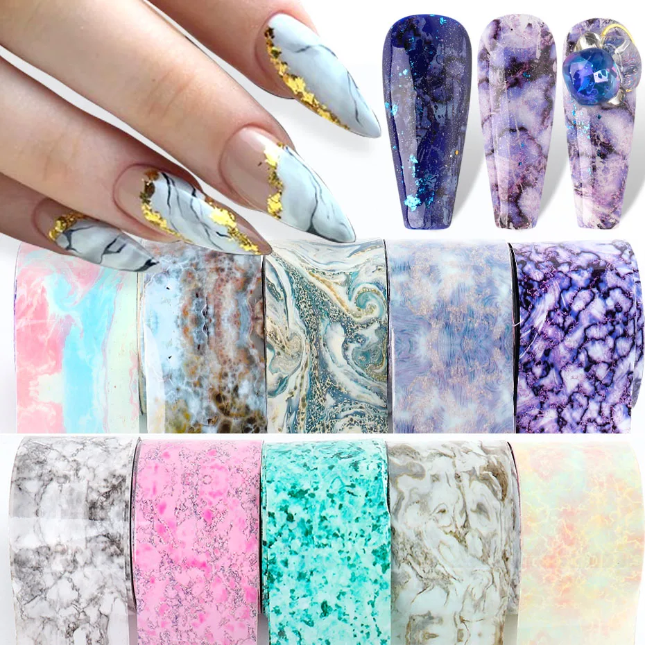 Набор для ногтей Marble Series Foils градиентный дизайн переводные наклейки Розовый