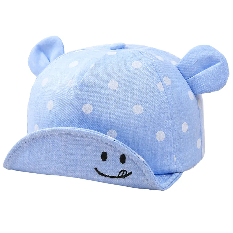 

1pcs Autumn New Style Children's Hat Baby Flanging Hat Cotton Polka Dot Ear Baby Sunbonnet Factory Wholesale