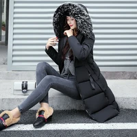 2020 winter new korean hooded slim fit large wool collar medium long womens cotton padded jacket thickened jacket