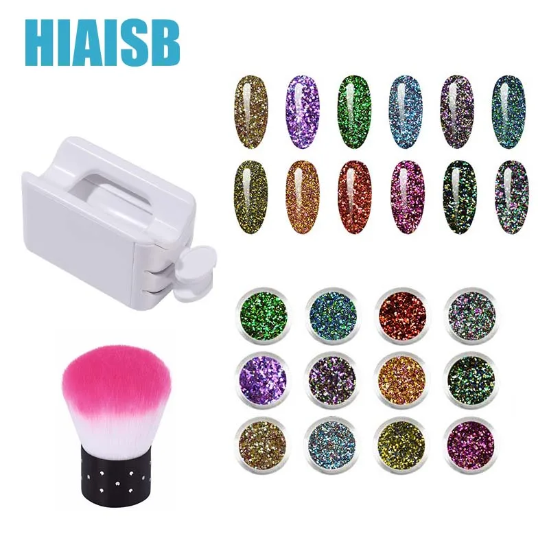 

12Colors Mix Glitter Powder Kit Nail Supplies Art Decoration With Accessory Tools Salon UV Gel Decorate Glitters Polish