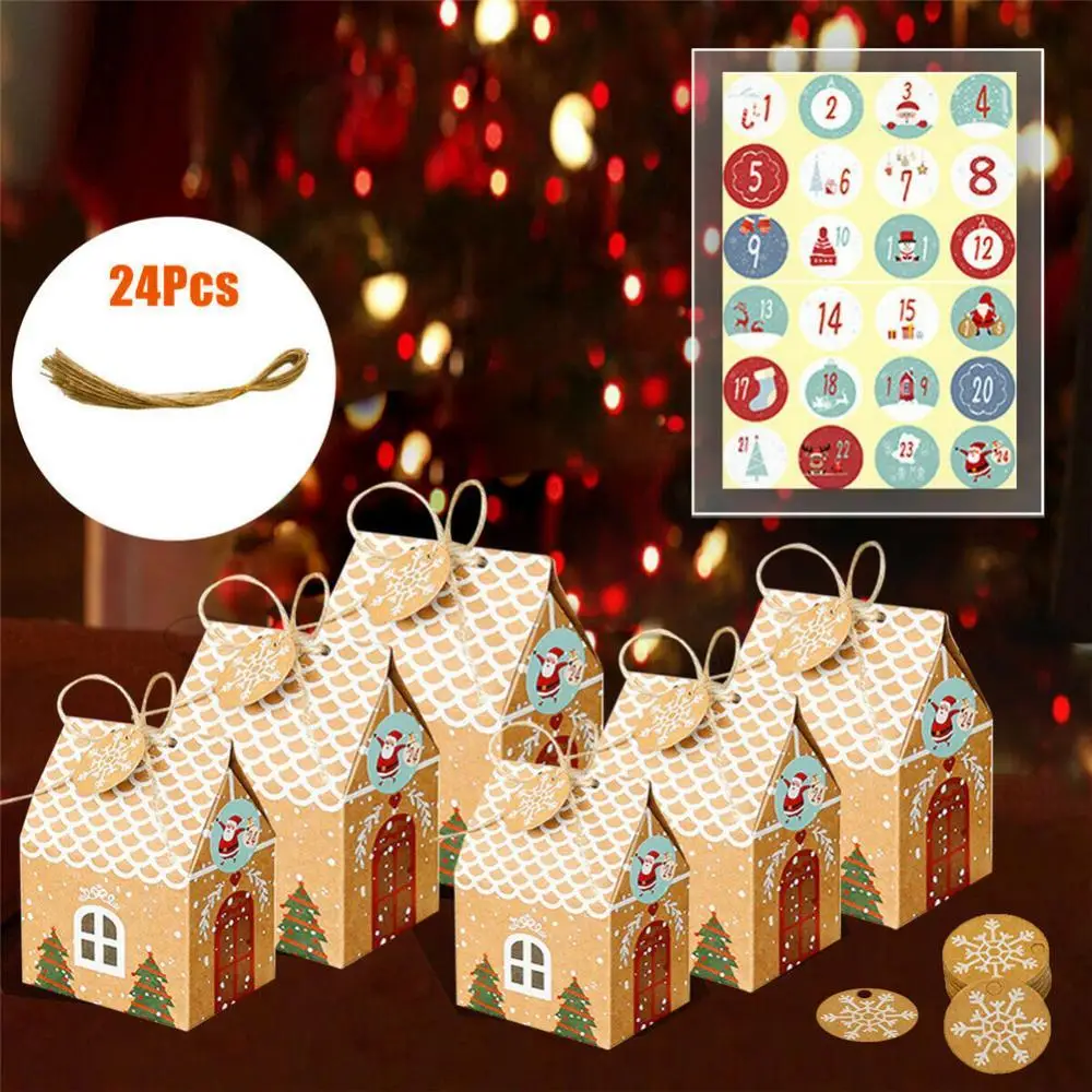 

Christmas 24Pcs House Packaging Box Gift Birthday Wedding Party Favors Carrier