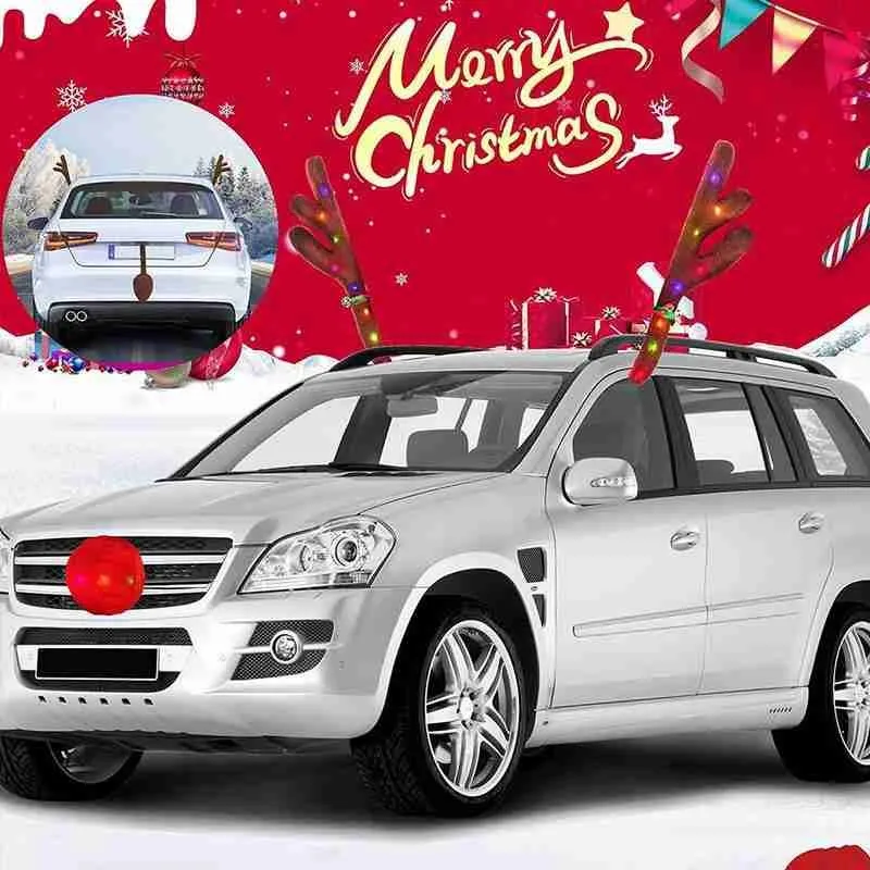 LED Christmas Car Reindeer Antler Decoration Fit Nose For All And Types Tail G6Q0 | Автомобили и мотоциклы