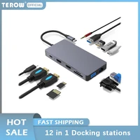 terow 12 in 1 multi function docking stations usb3 02 0hdmitpye cnetworkvgalan interface sdtf card slot for laptopmobile