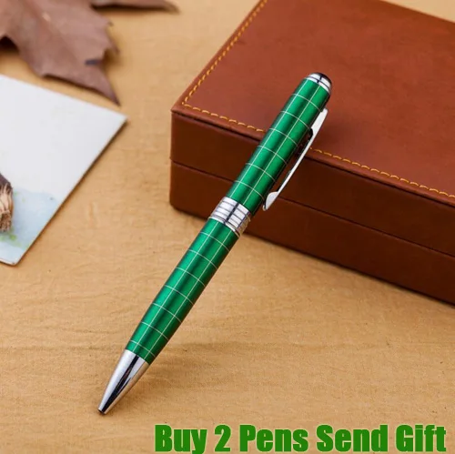 Green Pen Модная дизайнерская Шариковая ручка для бизнеса, Высококачественная Роскошная металлическая ручка для письма, купить 2 ручки, отправить подарок - Цвет: Green Pen