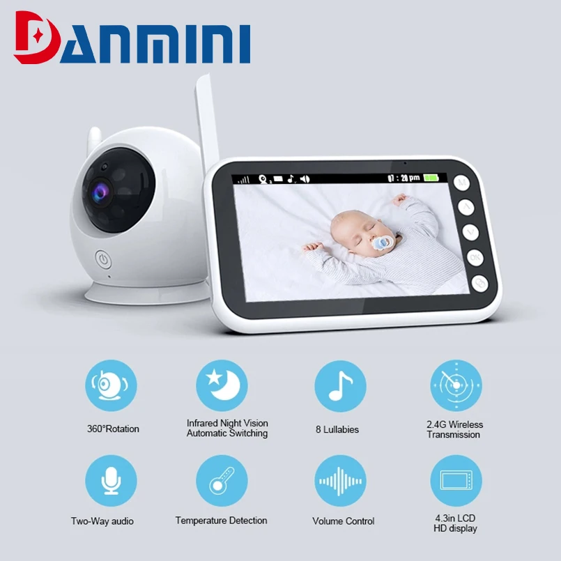 Беспроводная видеоняня DANMINI электронная няня с функцией ночного видения и
